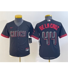 Women Cincinnati Reds 44 Elly De La Cruz Black 2023 City Connect Stitched Baseball Jersey