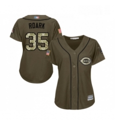 Womens Cincinnati Reds 35 Tanner Roark Authentic Green Salute to Service Baseball Jersey 