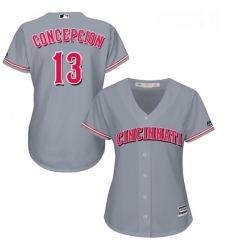 Womens Majestic Cincinnati Reds 13 Dave Concepcion Replica Grey Road Cool Base MLB Jersey