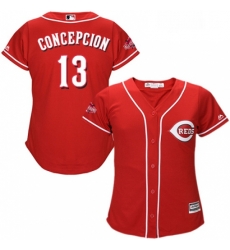 Womens Majestic Cincinnati Reds 13 Dave Concepcion Replica Red Alternate Cool Base MLB Jersey