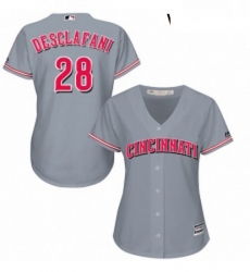 Womens Majestic Cincinnati Reds 28 Anthony DeSclafani Authentic Grey Road Cool Base MLB Jersey