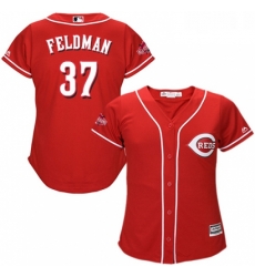 Womens Majestic Cincinnati Reds 37 Scott Feldman Authentic Red Alternate Cool Base MLB Jersey