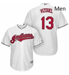 Mens Majestic Cleveland Indians 13 Omar Vizquel Replica White Home Cool Base MLB Jersey 