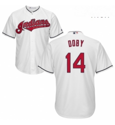 Mens Majestic Cleveland Indians 14 Larry Doby Replica White Home Cool Base MLB Jersey