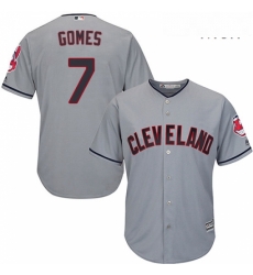 Mens Majestic Cleveland Indians 7 Yan Gomes Replica Grey Road Cool Base MLB Jersey