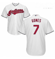 Mens Majestic Cleveland Indians 7 Yan Gomes Replica White Home Cool Base MLB Jersey