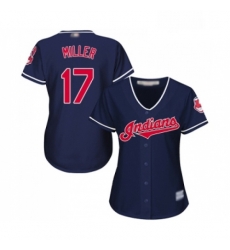 Womens Cleveland Indians 17 Brad Miller Replica Navy Blue Alternate 1 Cool Base Baseball Jersey 