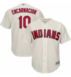 Youth Majestic Cleveland Indians 10 Edwin Encarnacion Authentic Cream Alternate 2 Cool Base MLB Jersey