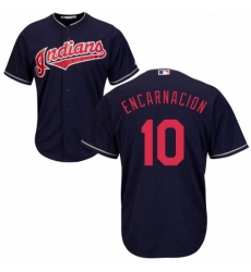 Youth Majestic Cleveland Indians 10 Edwin Encarnacion Authentic Navy Blue Alternate 1 Cool Base MLB Jersey