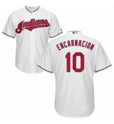 Youth Majestic Cleveland Indians 10 Edwin Encarnacion Authentic White Home Cool Base MLB Jersey