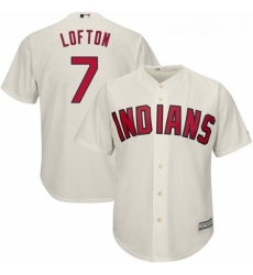 Youth Majestic Cleveland Indians 7 Kenny Lofton Authentic Cream Alternate 2 Cool Base MLB Jersey