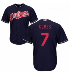 Youth Majestic Cleveland Indians 7 Yan Gomes Authentic Navy Blue Alternate 1 Cool Base MLB Jersey