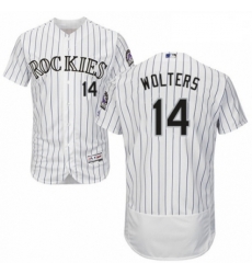 Mens Majestic Colorado Rockies 14 Tony Wolters White Home Flex Base Authentic Collection MLB Jersey