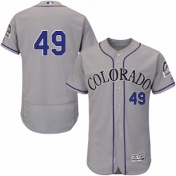 Mens Majestic Colorado Rockies 49 Antonio Senzatela Grey Road Flex Base Authentic Collection MLB Jersey