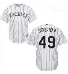 Mens Majestic Colorado Rockies 49 Antonio Senzatela Replica White Home Cool Base MLB Jersey 