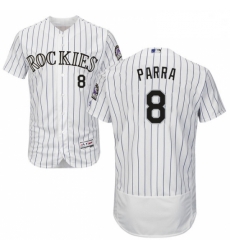 Mens Majestic Colorado Rockies 8 Gerardo Parra White Home Flex Base Authentic Collection MLB Jersey