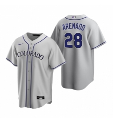 Mens Nike Colorado Rockies 28 Nolan Arenado Gray Road Stitched Baseball Jerse