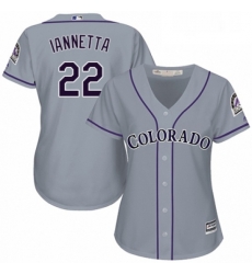 Womens Majestic Colorado Rockies 22 Chris Iannetta Authentic Grey Road Cool Base MLB Jersey 