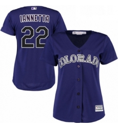 Womens Majestic Colorado Rockies 22 Chris Iannetta Replica Purple Alternate 1 Cool Base MLB Jersey 