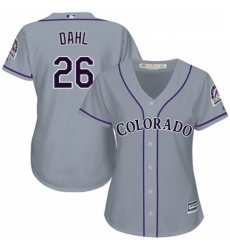 Womens Majestic Colorado Rockies 26 David Dahl Authentic Grey Road Cool Base MLB Jersey 