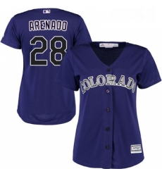 Womens Majestic Colorado Rockies 28 Nolan Arenado Authentic Purple Alternate 1 Cool Base MLB Jersey