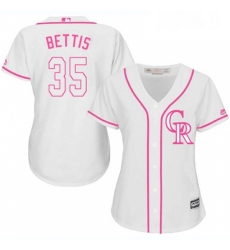 Womens Majestic Colorado Rockies 35 Chad Bettis Authentic White Fashion Cool Base MLB Jersey