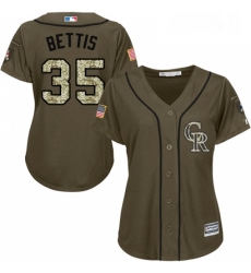 Womens Majestic Colorado Rockies 35 Chad Bettis Replica Green Salute to Service MLB Jersey