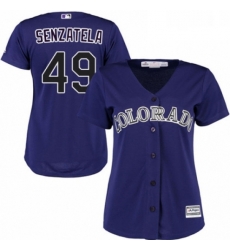 Womens Majestic Colorado Rockies 49 Antonio Senzatela Authentic Purple Alternate 1 Cool Base MLB Jersey 