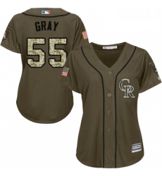 Womens Majestic Colorado Rockies 55 Jon Gray Replica Green Salute to Service MLB Jersey