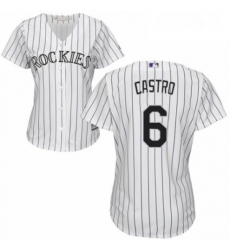 Womens Majestic Colorado Rockies 6 Daniel Castro Replica White Home Cool Base MLB Jersey 