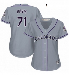 Womens Majestic Colorado Rockies 71 Wade Davis Replica Grey Road Cool Base MLB Jersey 