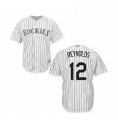 Youth Colorado Rockies 12 Mark Reynolds Replica White Home Cool Base Baseball Jersey 