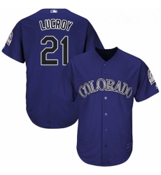 Youth Majestic Colorado Rockies 21 Jonathan Lucroy Replica Purple Alternate 1 Cool Base MLB Jersey 