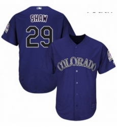 Youth Majestic Colorado Rockies 29 Bryan Shaw Replica Purple Alternate 1 Cool Base MLB Jersey 