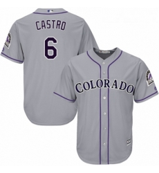 Youth Majestic Colorado Rockies 6 Daniel Castro Authentic Grey Road Cool Base MLB Jersey 