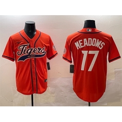 Men Detroit Tigers 17 Parker Meadows Orange With Patch Cool Base Stitched Baseball Jersey