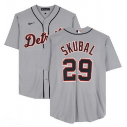 Men Detroit Tigers 29 Tarik Skubal Grey Cool Base Stitched Baseball Jersey