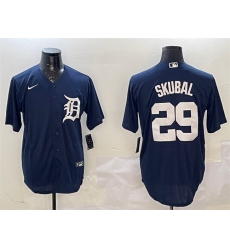 Men Detroit Tigers 29 Tarik Skubal Navy Cool Base Stitched Baseball Jersey