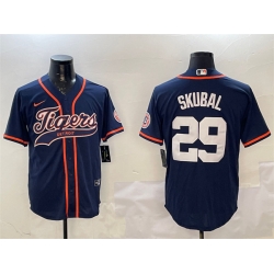 Men Detroit Tigers 29 Tarik Skubal Navy With Patch Cool Base Stitched Baseball Jersey