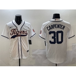 Men Detroit Tigers 30 Kerry Carpenter White With Patch Cool Base Stitched Baseball Jersey