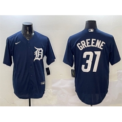 Men Detroit Tigers 31 Riley Greene Navy Cool Base Stitched Baseball Jersey