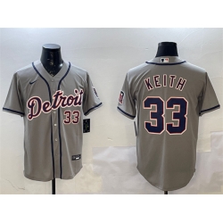 Men Detroit Tigers 33 Colt Keith Grey Cool Base Stitched Baseball Jersey