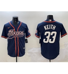 Men Detroit Tigers 33 Colt Keith Navy With Patch Cool Base Stitched Baseball Jersey