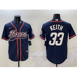 Men Detroit Tigers 33 Colt Keith Navy With Patch Cool Base Stitched Baseball Jersey