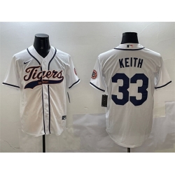 Men Detroit Tigers 33 Colt Keith White With Patch Cool Base Stitched Baseball Jersey