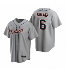 Mens Nike Detroit Tigers 6 Al Kaline Gray Road Stitched Baseball Jerse