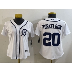 Women Detroit Tigers 20 Spencer Torkelson White Cool Base Stitched Baseball Jersey