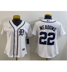 Women Detroit Tigers 22 Parker Meadows White Cool Base Stitched Baseball Jersey