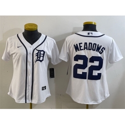 Women Detroit Tigers 22 Parker Meadows White Cool Base Stitched Baseball Jersey