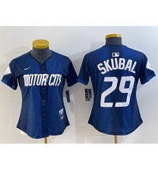 Women Detroit Tigers 29 Tarik Skubal 2024 Navy City Connect Cool Base Limited Stitched Baseball Jersey